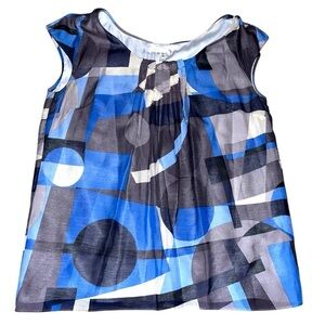 Vince Geometric Blue and Black Sleeveless Top